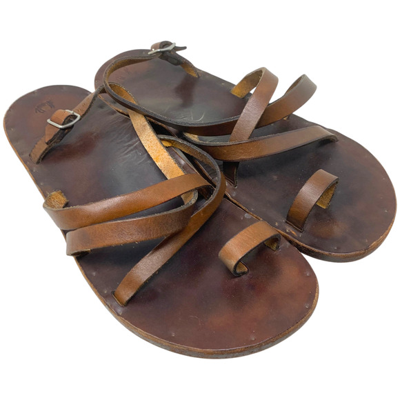 Jutta Neumann New York Hermes Sandals Sz 11 Brown Leather Toe Ring Handmade USA main image 7